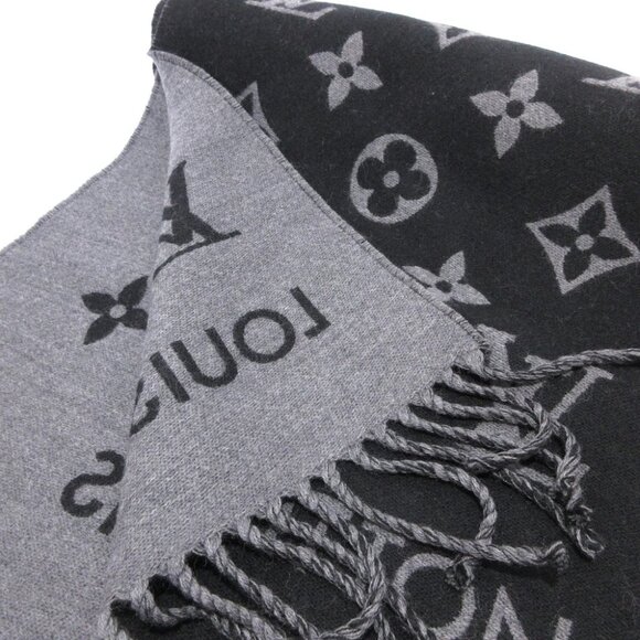 LOUIS VUITTON Muffler All About Monogram Noir Scarf Wool - Picture 5 of 5